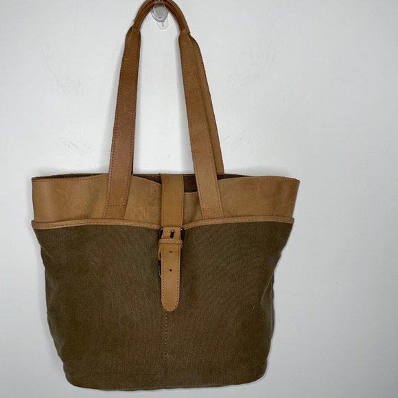 L.L. Bean Handbags - LL Bean Tote Handbag Canvas Leather Trim & Handles Large Purse Gorpcore,  Great